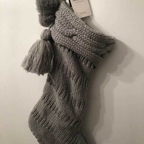 Hearth & Hand Magnolia Stocking Green Silver knit - Picture 3 of 4